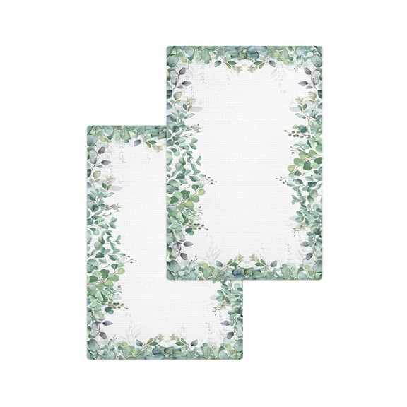 Spring Eucalyptus Leaves Bamboo Tea Towels Absorption Walf Checks Kitchen Soft Cleaning Towel Cloth Napkins Dish Rags