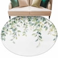 thumbnail image 1 of Spring Eucalyptus Leaves Large Area Rugs for Bedroom Living Room, Soft Non Slip Carpet Bedside Rug, Botanical Weeping Summer Round Floor Cover Kitchen Accent Rug 8' for Dining Room/Office, 1 of 9