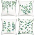 thumbnail image 1 of Spring Eucalyptus Leaves Pillow Covers 18x18 Set of 4 Watercolor Green Plants Decorative Throw Pillow Cases Soft Velvet Square Cushion Covers for Sofa Couch Car Bedroom Home Decor, 1 of 6