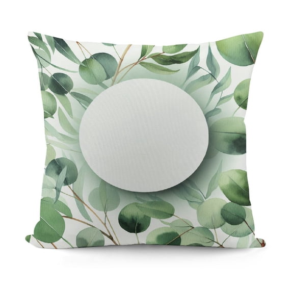 Spring Eucalyptus Leaves Pillow Covers Watercolor Green Plants Decorative Throw Pillow Cases Soft Velvet Square Cushion Covers for Sofa Couch Car Bedroom Home Decor