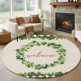 thumbnail image 1 of Spring Eucalyptus Leaves Round Area Rug 5Ft Washable Circle Rugs for Living Room Bedroom, Farmhouse Botanical Burlap Paid Non-Slip Carpet Floor Mats Indoor Outdoor Carpet Runner Aesthetic Home Decor, 1 of 8