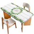 thumbnail image 1 of Spring Eucalyptus Leaves Table Cloths for 5 Foot Rectangle Tables, Farmhouse Botanical Gray Wood Patio Waterproof Elastic Fitted Tablecloths, Washable Rectangular Table Cover for Camping, 1 of 8