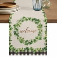thumbnail image 1 of Spring Eucalyptus Leaves Table Runner 72 Inches, Farmhouse Botanical Burlap Paid Bed Runner Dresser Scarves Tabletop for Indoor Outdoor Parties/Ceremony/Banquet, 18" x 72", 1 of 8