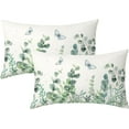 thumbnail image 1 of Spring Eucalyptus Leaves Throw Pillow Covers 12X20 in Set of 2 Sage Green Leaf Butterfly Lumbar Pillow Cases Summer Floral Rectangle Pillow Cover Farmhouse Decor for Sofa Couch Bed Living Room, 1 of 6
