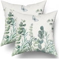 thumbnail image 1 of Spring Eucalyptus LeavesThrow Pillow Covers 20X20 Inches Set of 2 Sage Green Leaf Butterfly Decorative Pillow Cases Summer Floral Pillow Covers Farmhouse Home Decor for Sofa Couch Bed Living Room, 1 of 6