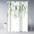 thumbnail image 1 of Spring Eucalyptus Shower Curtain for Bathroom, Teal Green Tropical Leaves Plant Bathroom Set, Waterproof Polyester Flower 72"x84" with 12 Hooks, 1 of 5
