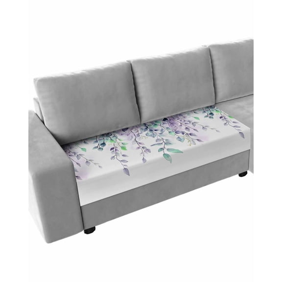 Spring Eucalyptus Sofa Couch Cushion Covers Washable, Removable Stretchable Sectional Couch Covers, Botanical Country Nature Aesthetics Slipcovers for L & T Shape Sofa Furniture Protector M Size 1 pc