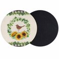 thumbnail image 1 of Spring Eucalyptus Sunflower Coasters Set of 2, Absorbent Coasters for Drinks, Farmhouse Birds Rustic Burlap Coaster for Desk Coffee Table Protection, Home Decor House Warming Gifts 4", 1 of 8
