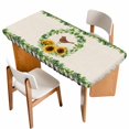 thumbnail image 1 of Spring Eucalyptus Sunflower Table Cloths for 4 Foot Rectangle Tables, Farmhouse Birds Rustic Burlap Patio Waterproof Elastic Fitted Tablecloths, Washable Rectangular Table Cover for Camping, 1 of 8