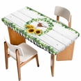 thumbnail image 1 of Spring Eucalyptus Sunflower Table Cloths for 5 Foot Rectangle Tables, Farmhouse Birds Gray Wood Patio Waterproof Elastic Fitted Tablecloths, Washable Rectangular Table Cover for Camping, 1 of 8