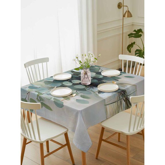 Spring Eucalyptus Tablecloth Rectangle Table Cloth 60x102, Waterproof Tablecloth Outdoor Table Cloth, Pastoral Botanical Leaf Retro Rustic Washable Table Cover for Kitchen Dinning Party