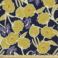 thumbnail image 1 of Ambesonne Spring Fabric by the Yard Upholstery, Botanic Floral Butterflies, 10 Yards, Yellow Dark Indigo, 1 of 5
