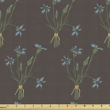 Spring Fabric by the Yard, Vintage Style Cornflower Bouquets Tied with Ropes Pattern Rural Nature Theme Print, Decorative Upholstery Fabric for Sofas and Home Accents, 1 Yard, Multicolor by Ambesonne