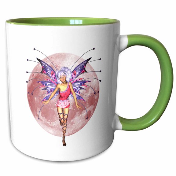 3drose, Spring Fairy Moon, 11oz Two-tone Green Mug