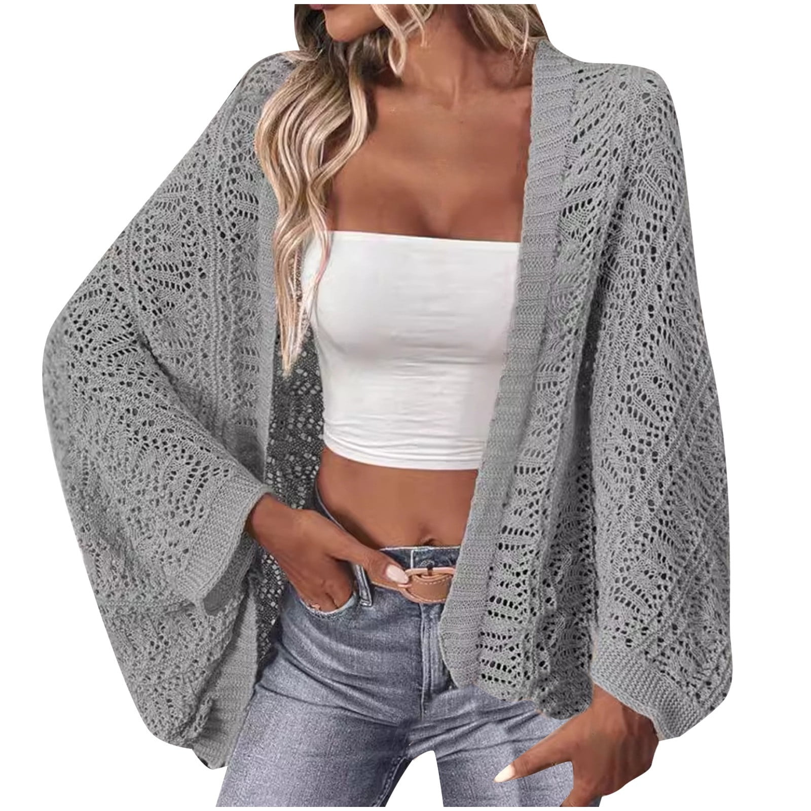 Spring Fall 2024 Cut Out Bat Sleeve Cardigan Sweater