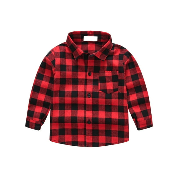Spring Fall Boys Plaid Cute Shirt Long Sleeve Button Down Casual Shirt Wine 120
