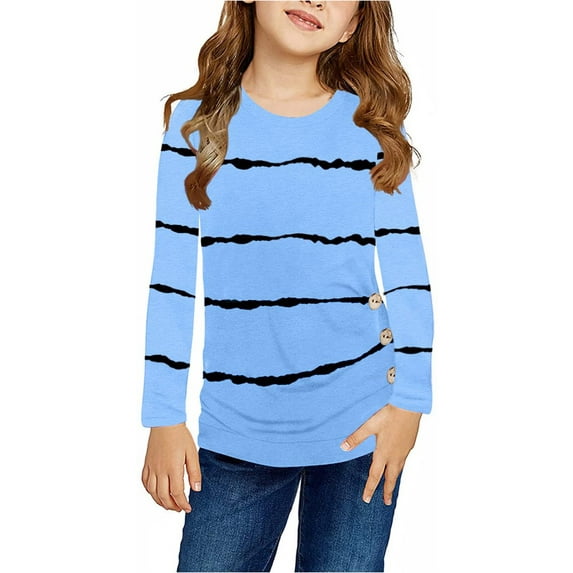 Spring Fall Kids Long Sleeved Striped Print O-Neck Children T-Shirt Tops