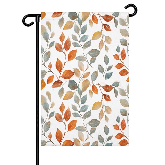 Spring Fall Leaf Garden Flag 12x18 Inch Orange Watercolor Leaves Double Sided Small Decorative Garden Flags for Outside, Outdoor Yard Porch Lawn Decoration