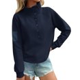 thumbnail image 1 of Spring Fall Long Sleeve Women Solid Ribbed Henley Casual Crop Sweatshirt, 1 of 6