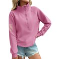 thumbnail image 1 of Spring Fall Long Sleeve Women Solid Ribbed Henley Casual Crop Sweatshirt, 1 of 6