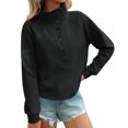 thumbnail image 1 of Spring Fall Long Sleeve Women Solid Ribbed Henley Casual Crop Sweatshirt, 1 of 6