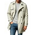 thumbnail image 1 of Spring Fall Men Double Breasted Casual Lapel Trench Coat Belted Windbreaker, 1 of 8