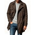 thumbnail image 1 of Spring Fall Men Double Breasted Casual Lapel Trench Coat Belted Windbreaker, 1 of 8