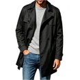 thumbnail image 1 of Spring Fall Men Double Breasted Casual Lapel Trench Coat Belted Windbreaker, 1 of 8