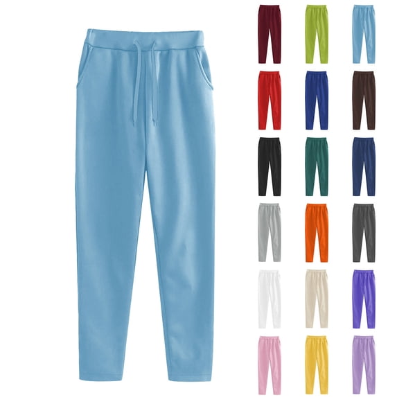 Spring Fall Sweatpants Women Straight Leg Drawstring Soft Lounge Pants Baggy Athletic Joggers White XXL