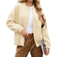 thumbnail image 1 of Spring Fall Women Long Sleeved Zipper Varsity Jacket Casual Bomber Jacket, 1 of 7