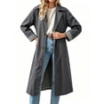 thumbnail image 1 of Spring Fall Women Plaid Patchwork Long Sleeved Single Breasted Casual Trench Coat, 1 of 6