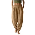 thumbnail image 1 of Spring Fashion 2026 Women's Baggy Harem Trousers - Cotton Linen Elastic Waist Boho Casual Pants for Yoga Beach, 1 of 5
