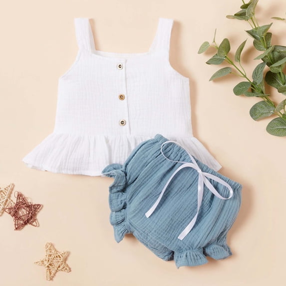 Spring Fashion Savings AXXD Infant Girls Matching Outfits Sleeveless Camisole Top Babysuit Floral Shorts Sister Clothes
