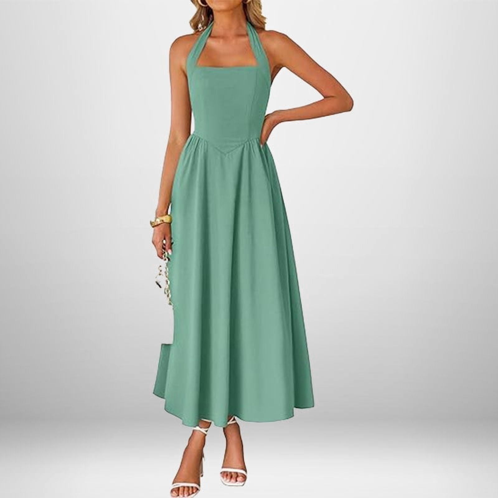 wide strap halter dress Satin Cross Strap Halter Gown