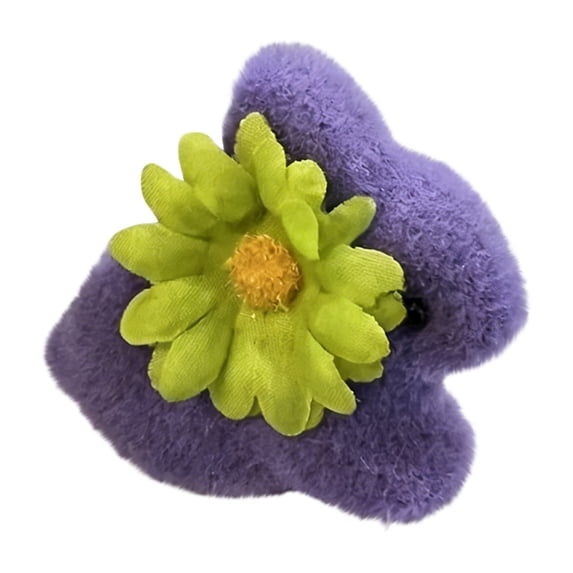 Spring Faux Moss Bunny Easter Decor, 2.6'' Easter Bunny Figurines with Daisy, Flocked Bunny Easter Decorations for Home Colorful Rabbit Decor Easter Party Favors Gifts Easter Basket Stuffers, Purple