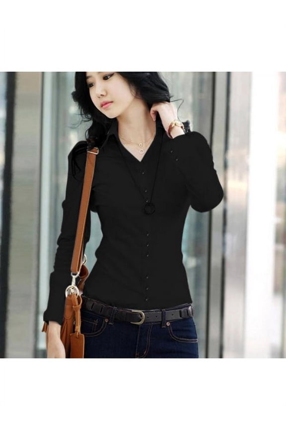 Spring Femininas Casual Blouses Career White Slim Shirt Formal Overalls Office OL Blouse