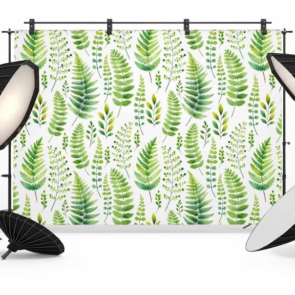 Spring Ferns Leaves Photography Backdrop 10x8FT, Watercolor Green Plant Fields Photo Backdrops, Background for Photography Studio Photo Studio Background, Back Drop for Photoshoot