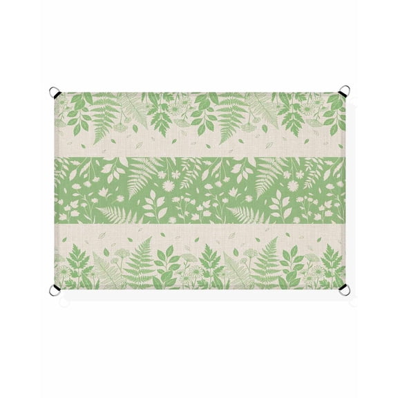 Spring Ferns Sun Shade Sail 6.5'X10' Country Green Floral Leaf Fern Linen Texture UV Block Outdoor Sail Shades Breathable Waterproof Rectangular Sunshade for Patio Garden Pool Pergola Porch