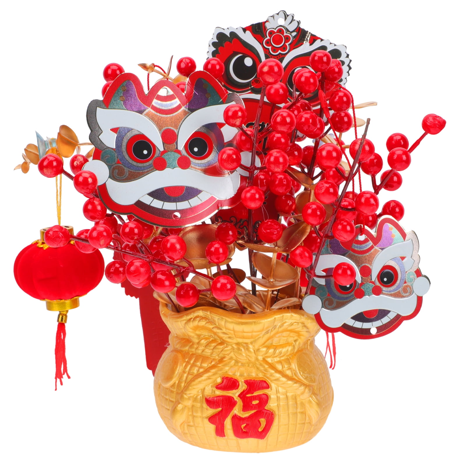 Spring Festival Potted Plant Artificial Flower Feng Shui Money Tree Red