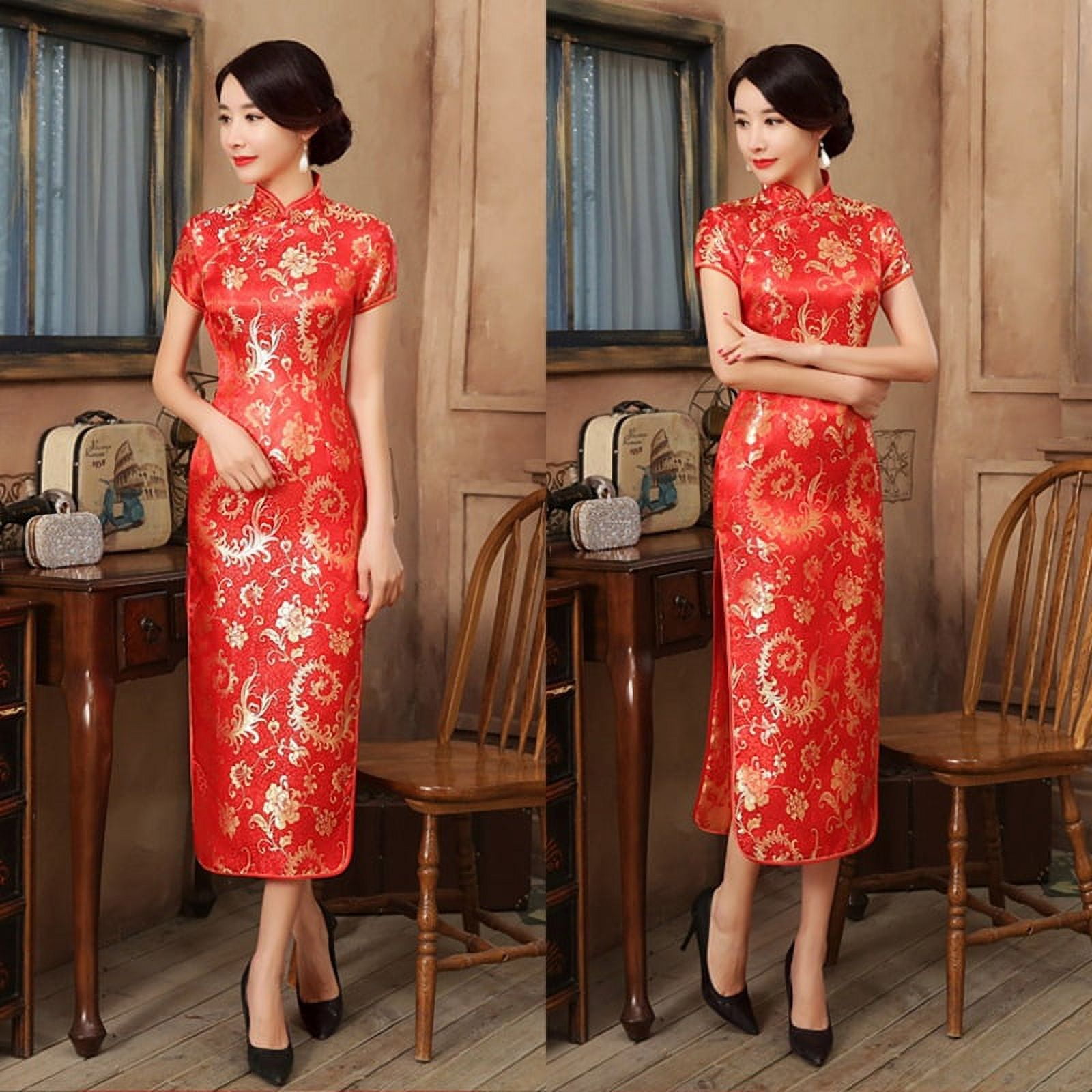 Spring Festival red cheongsam autumn and winter Chinese style wedding
