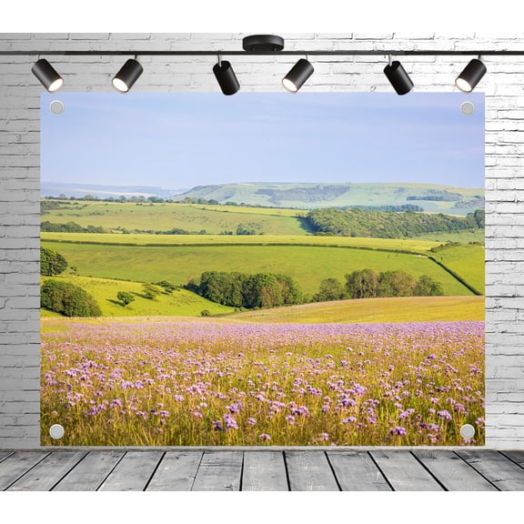 Spring Field Backdrop | Polyester Fabric Banners Decorative Curtains for Wedding Photoshoot Birthday Theme Party Photography Background Studio Props Room Decoration