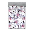 thumbnail image 1 of Spring Fitted Sheet & Pillow Sham Set, Anemone Flowers Leaves Abstract Watercolor Floral Art on Plain Back, Decorative Printed 3 Piece Bedding Decor, Full, Mauve Taupe and Blue Violet, by Ambesonne, 1 of 2