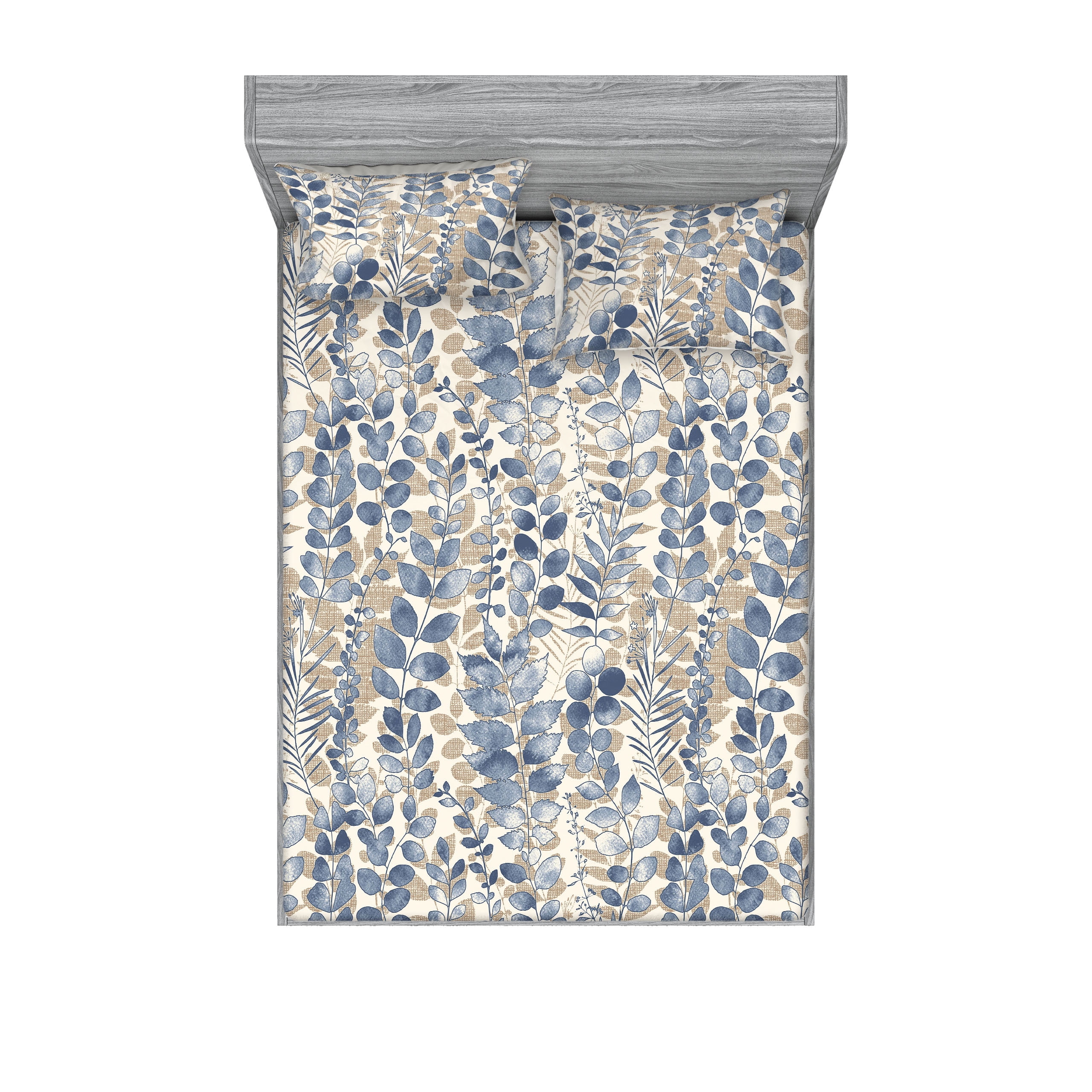 Spring Fitted Sheet & Pillow Sham Set, Nature Concept Continuous ...