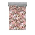thumbnail image 1 of Spring Fitted Sheet & Pillow Sham Set, Rose Lily Flowers Berries Retro Watercolor Style Illustration Art, Decorative Printed 3 Piece Bedding Decor, King, Pastel Pink and Pale Redwood, by Ambesonne, 1 of 2
