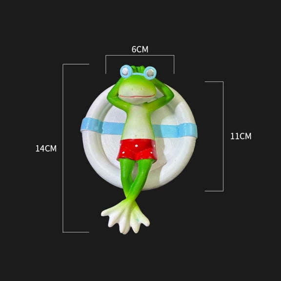 Spring Floating Frog Resin Ornament with Swim Ring for Garden Pond or Fish Tank Decor