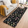 thumbnail image 1 of Spring Floral 2'x6' Runner Rugs for Hallway Kitchen Bedside Non Slip Washable, Elegant Pastoral Flowers Dragonfly Black Entryway Rug Runners with Rubber Backing, Long Carpet Runner for Laundry Room, 1 of 8