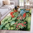 thumbnail image 1 of Spring Floral 3'x5' Washable Rug, Red Flowers Watercolor Botanical Farmhouse Non-Slip Area Rugs for Entryway Kitchen Classroom, StainResistant Dorm Throw Carpet, Low Pile Soft Indoor Floor Mat, 1 of 9
