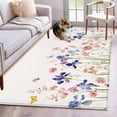 thumbnail image 1 of Spring Floral 3'x5' Washable Rug, Watercolor Summer Botanical Flowers Non-Slip Area Rugs for Entryway Kitchen Classroom, StainResistant Dorm Throw Carpet, Low Pile Soft Indoor Floor Mat, 1 of 9