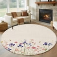 thumbnail image 1 of Spring Floral 6ft Round Rugs, Farmhouse Summer Botanical Flowers Washable Non-Slip Area Rugs for Living Room Bedroom Kitchen, Soft Low Pile Dining Room Kicthen Circle Carpet, Indoor Floor Rug, 1 of 9