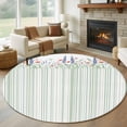 thumbnail image 1 of Spring Floral 8' Round Area Rug, Watercolor Flowers Green Lines Minimalist Washable Non-Slip Large Circle Rugs for Living Room Bedroom, Soft Low Pile Rug Carpet for Dining Room Kitchen Farmhouse, 1 of 9